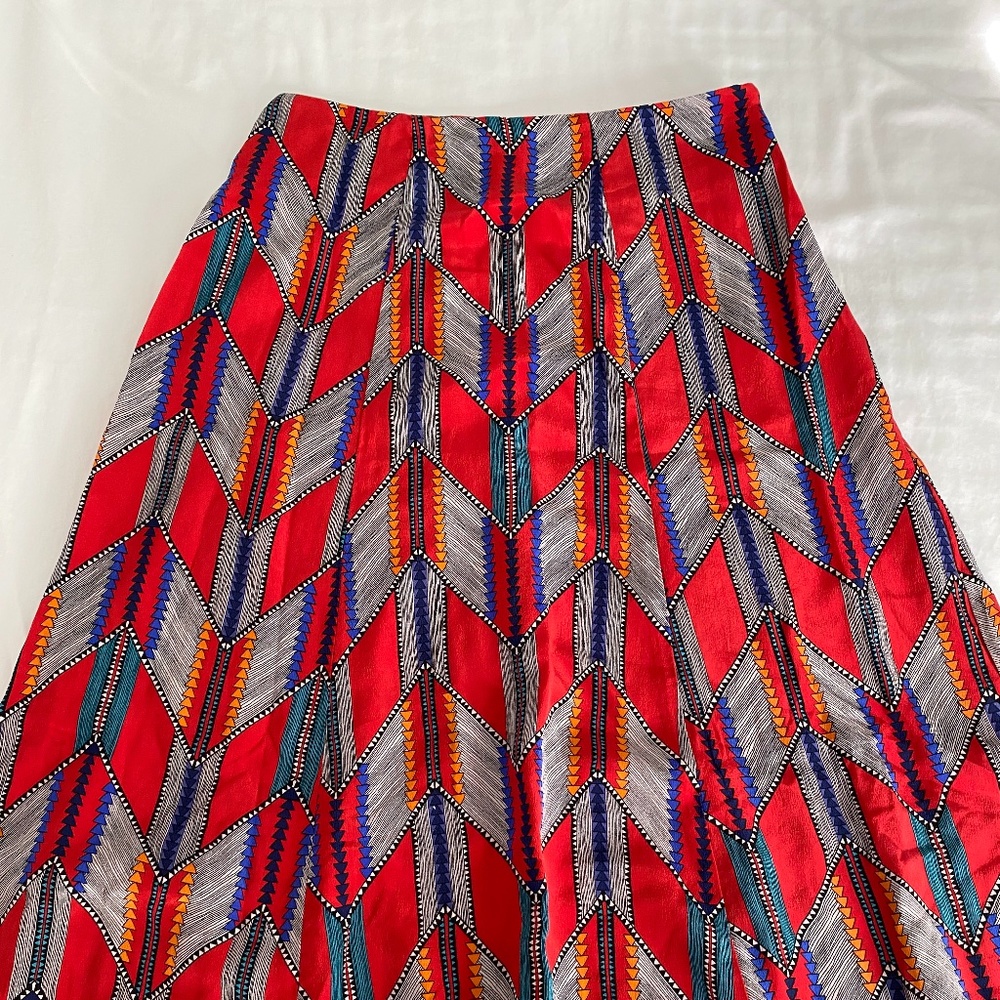 Mara Hoffman Red Silk Arrow Feather Skirt 0 - Picture 7 of 8